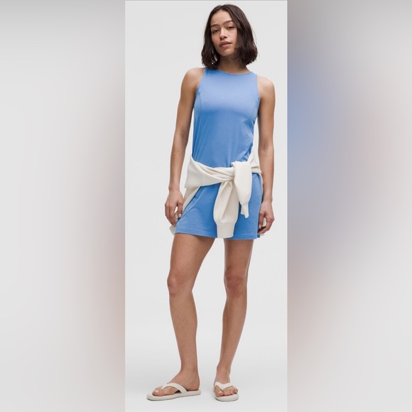 Lululemon Organic Cotton Cinched-Waist Dress Pool Party Sz M - Picture 1 of 7